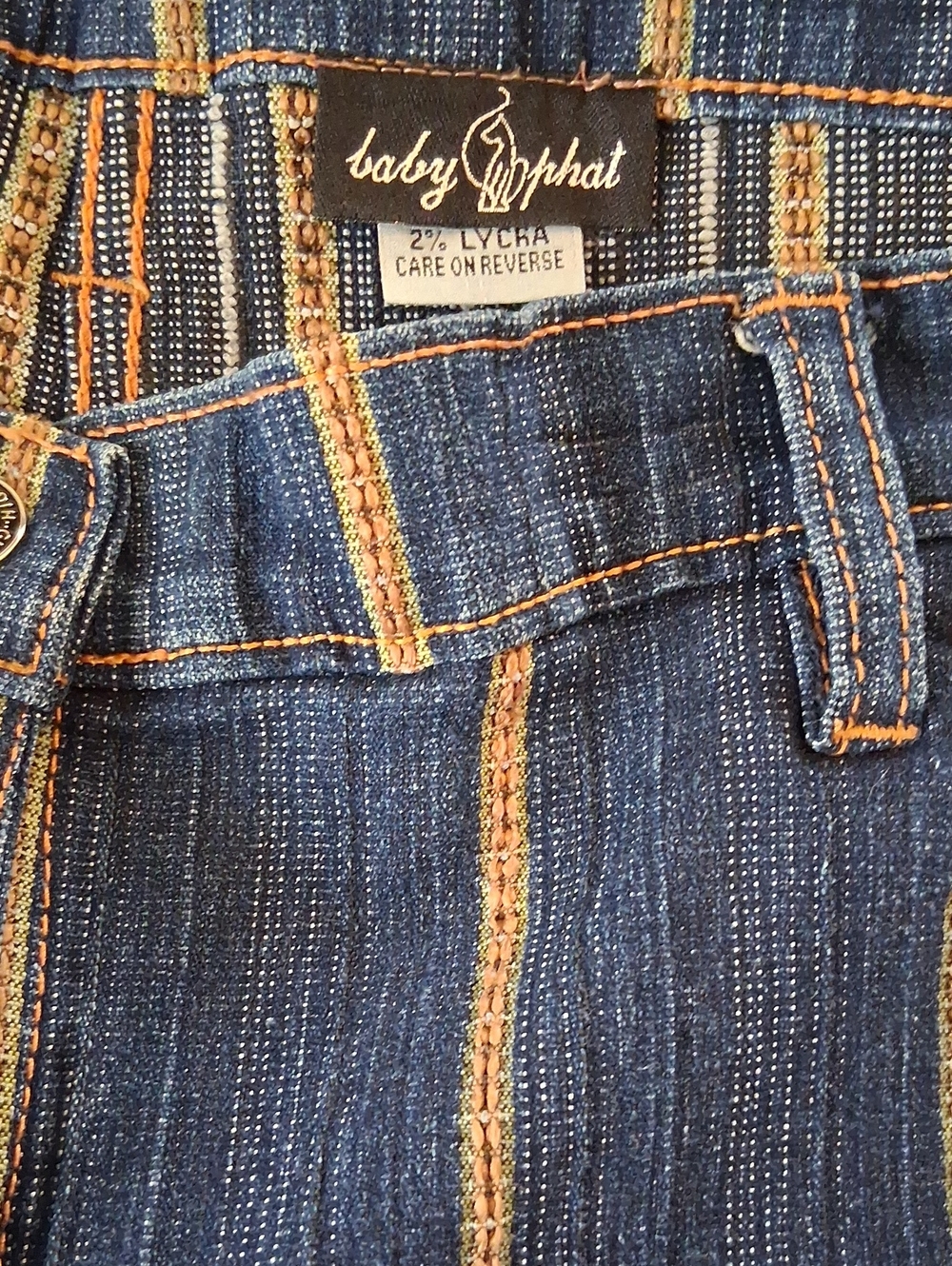 Baby Phat Womes Blue Jeans with Pinstripes 17/18 - Picture 3 of 9